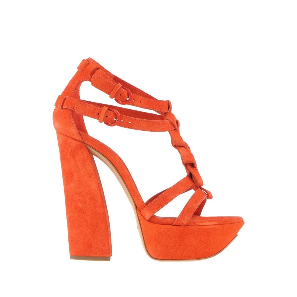 Casadei orange sueded Platform sandals size 6 - Picture 6 of 17